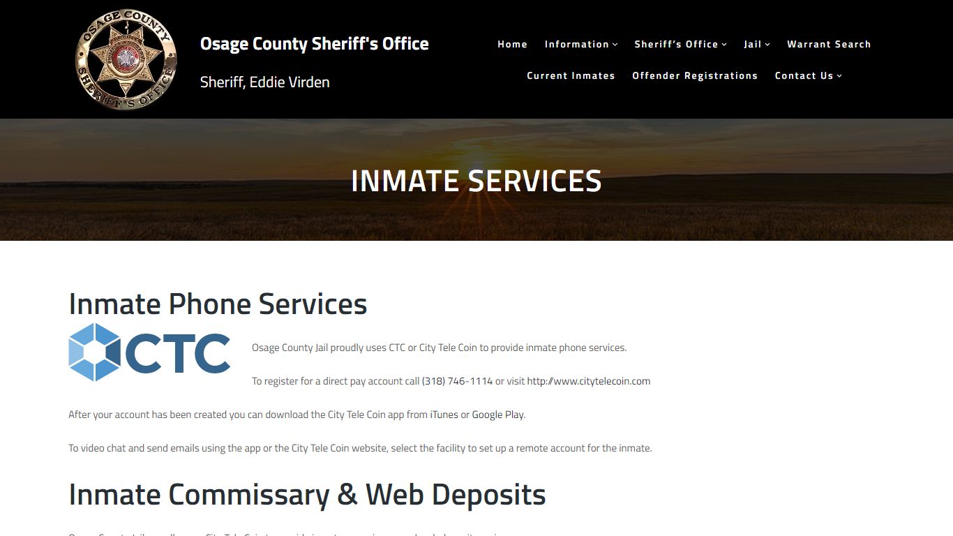 Inmate Services – Osage County Sheriff's Office