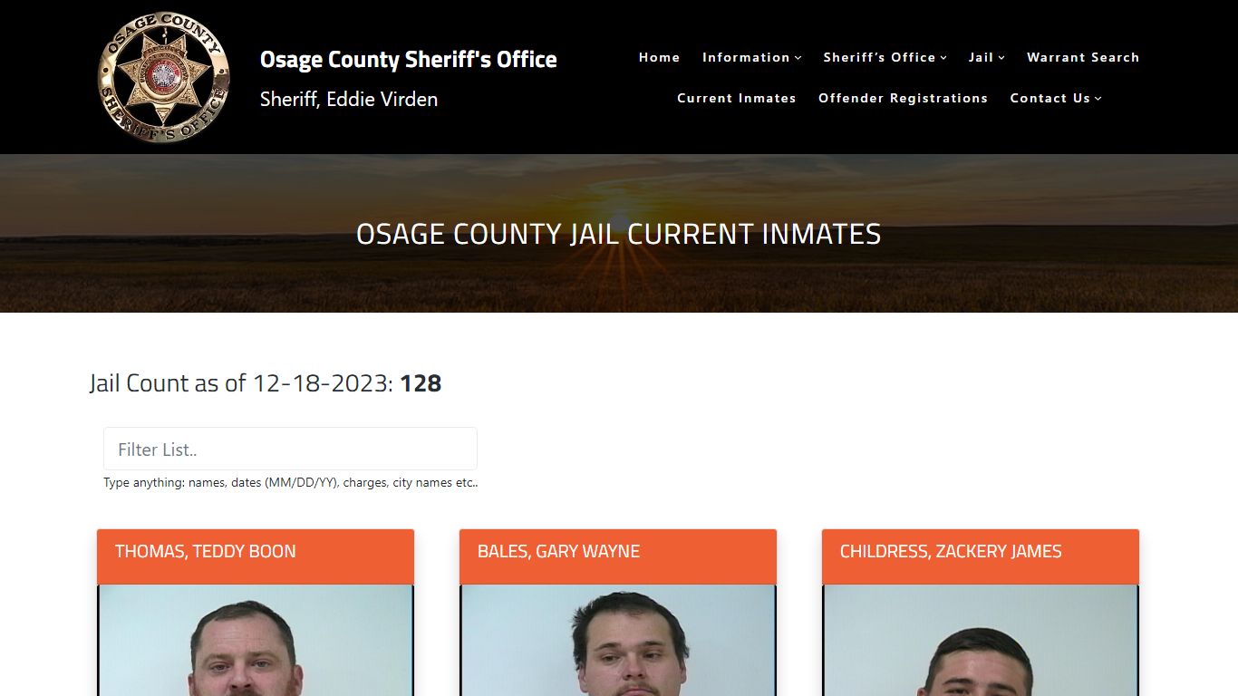 Osage County Jail Current Inmates - Osage County Sheriff's Office