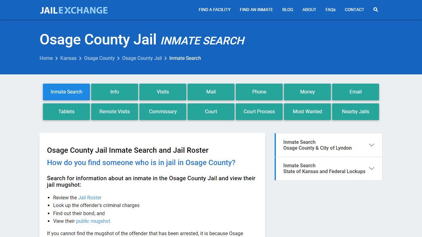 Inmate Search: Roster & Mugshots - Osage County Jail, KS